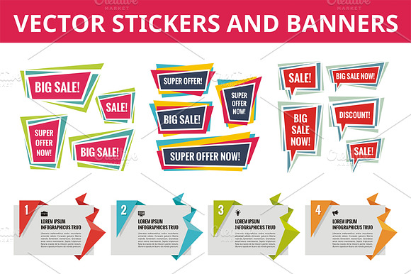 Stickers and Banners - Vector Set preview 2