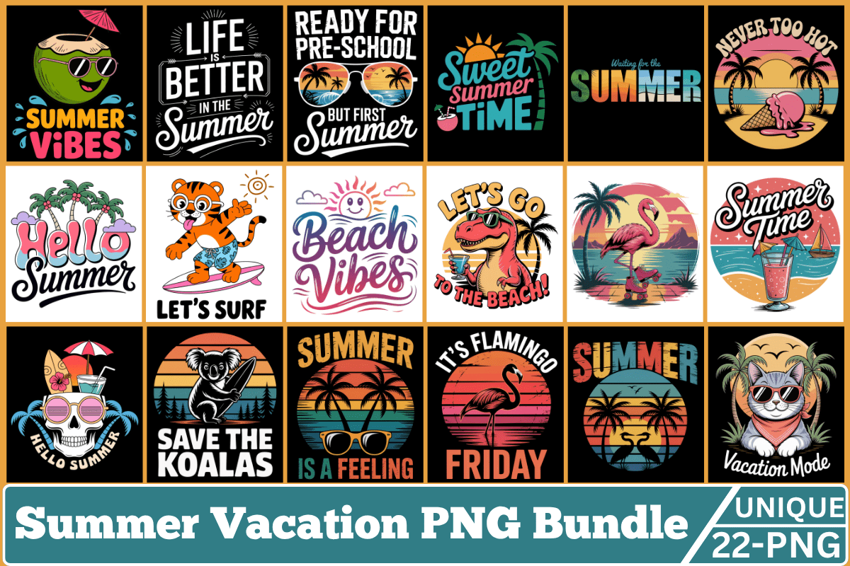 Summer Vacation PNG Shirt Bundle, a Seasonal Illustration by Akrinity Digital (Photo 3 of 3)