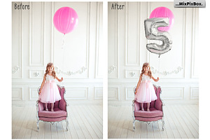 Shaped Number Balloons Overlays