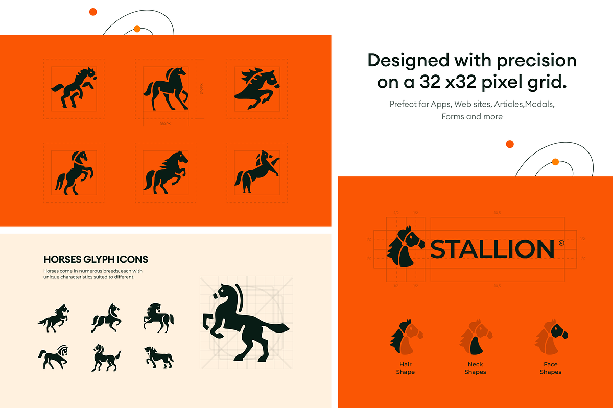 Glyph Horses Icons, a Solid Icon by Prosymbols (Photo 3 of 6)