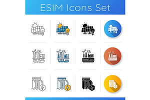 Power Manufacturing Icons Set