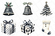 Black and White Christmas Clipart, an Illustration by DreamPrint404 (Thumbnail 2 of 5)