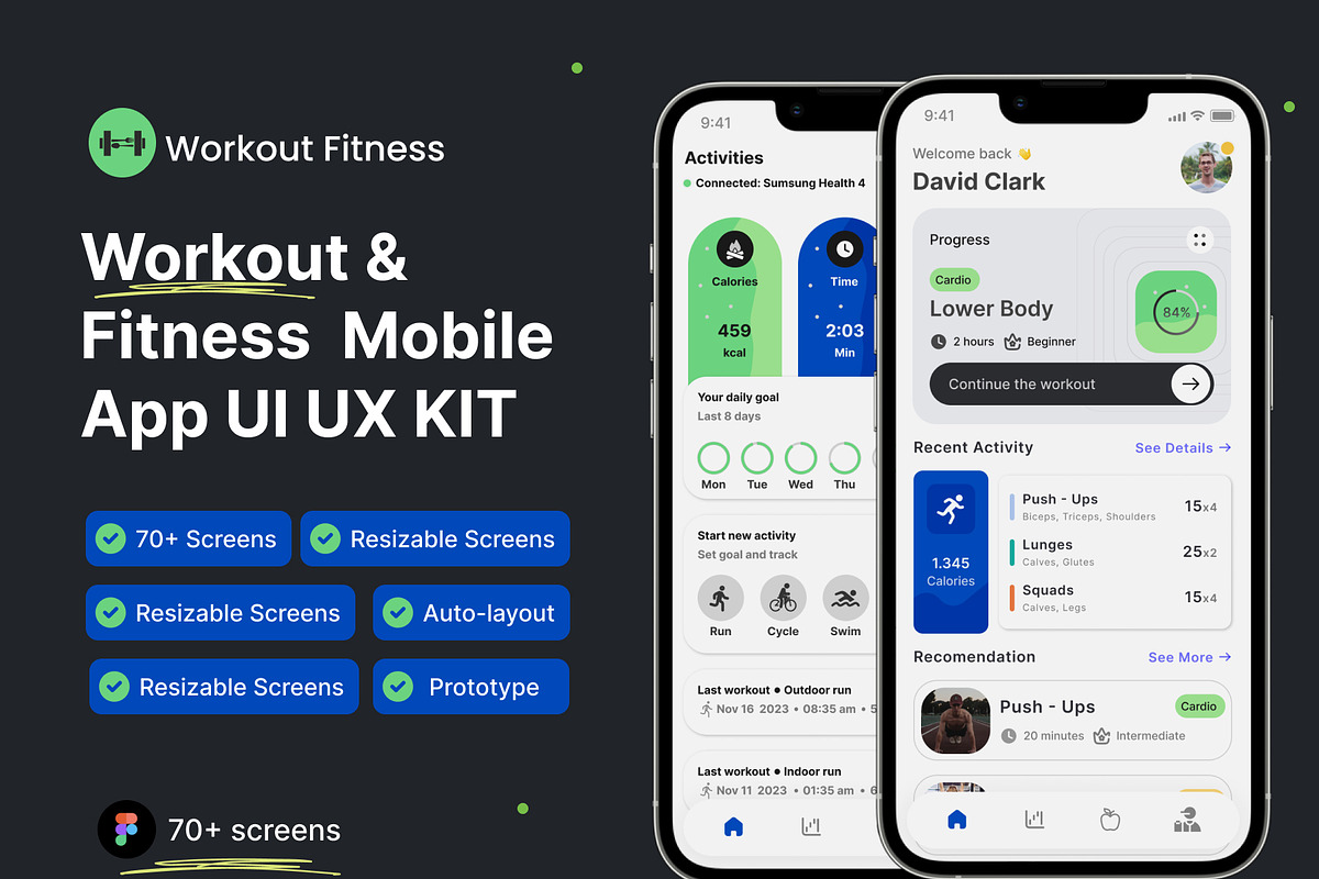 Fitness App | Exercise app, an UI Kit Template by Muhammad_Ahmad (Photo 1 of 6)
