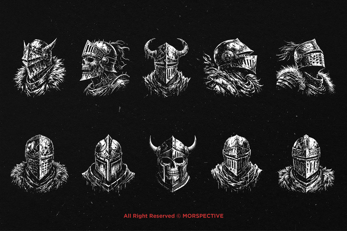 10 Bundle Dark Art Skull Warrior, an Illustration by Morspective (Photo 6 of 7)