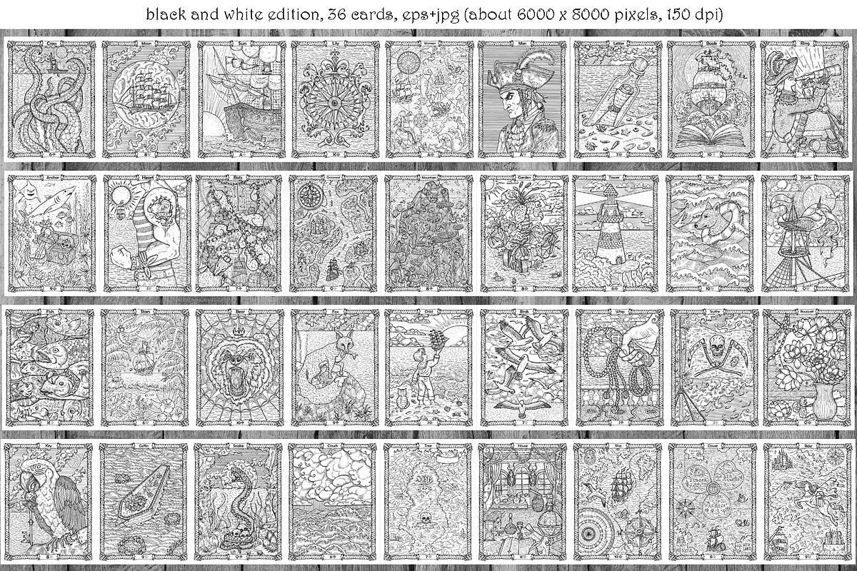 Old Marine Lenormand deck vector, a Texture Illustration by Samiramay (Photo 2 of 8)