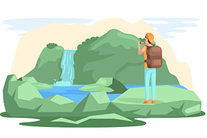 Travel and journey. Male character, a Person Illustration by TopVector