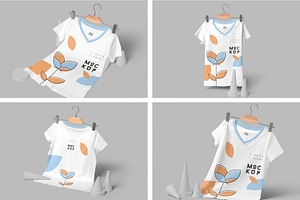 Half Sleeves V-neck T-shirt Mockups, a Shirt Mockup by megostudi0