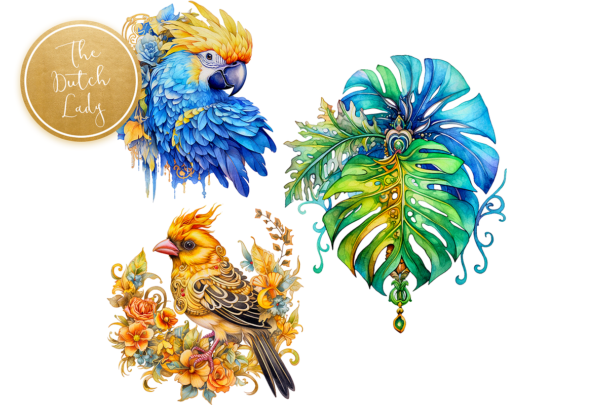 Tropical Jungle Birds Clipart Set, an Animal Illustration by The Dutch Lady Designs (Photo 6 of 7)