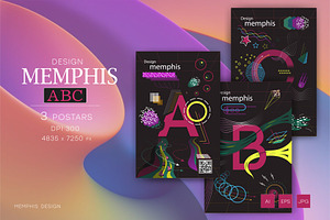 3 Memphis posters. Art., a Decorative Illustration by KENO Mascots