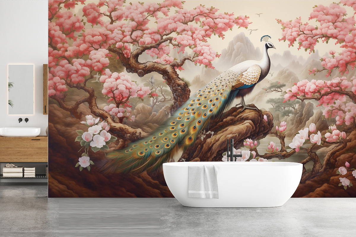 Japanese Ukiyo-e Peacock, a Wallpaper Graphic by Muzi pear studio (Photo 5 of 12)