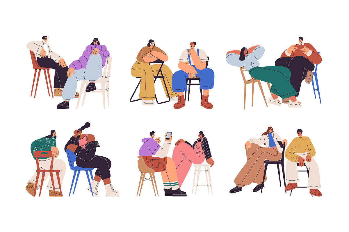 People sit on chairs and talk set, a Person Illustration by Good Studio (Photo 1 of 7)