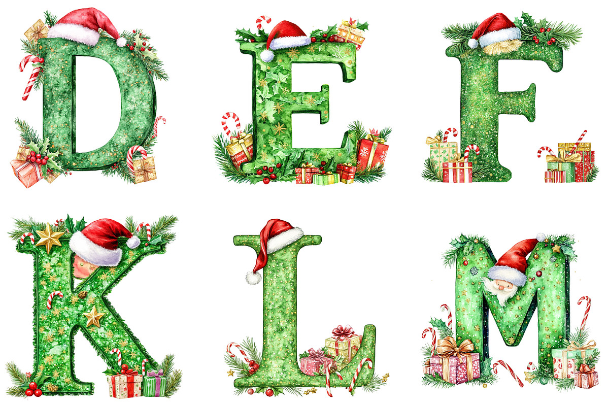 Christmas Alphabet Gold Letters Png, a Seasonal Illustration by Designking (Photo 3 of 4)