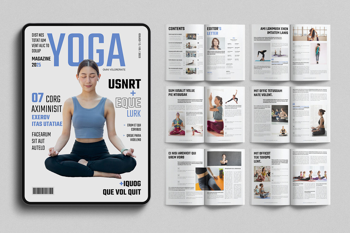 Yoga Digital Magazine Layout Design, a Magazine Template by TemplatesForest, image size:1200x800