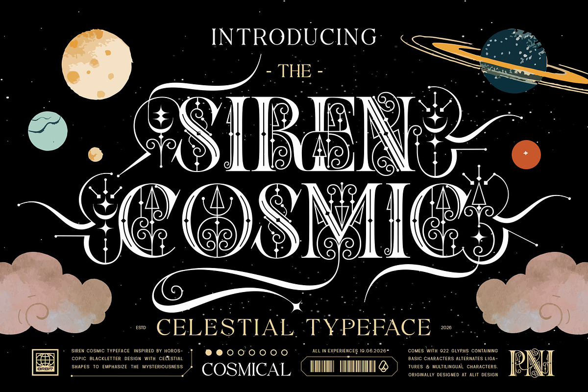 Siren cosmic Typeface, a Serif Font by alit design (Photo 1 of 20)