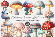 Christmas Vintage Mushrooms Clipart, an Illustration by Designworld (Thumbnail 1 of 4)