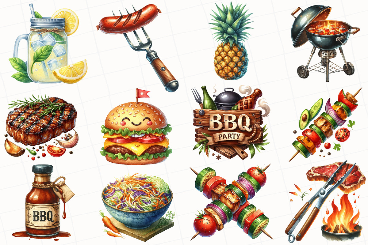 Summer BBQ Party Clipart, an Illustration by OK Design (Photo 2 of 5)