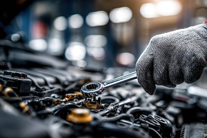 Mechanic repairing car engine using, a Photo by Pixeness Studio