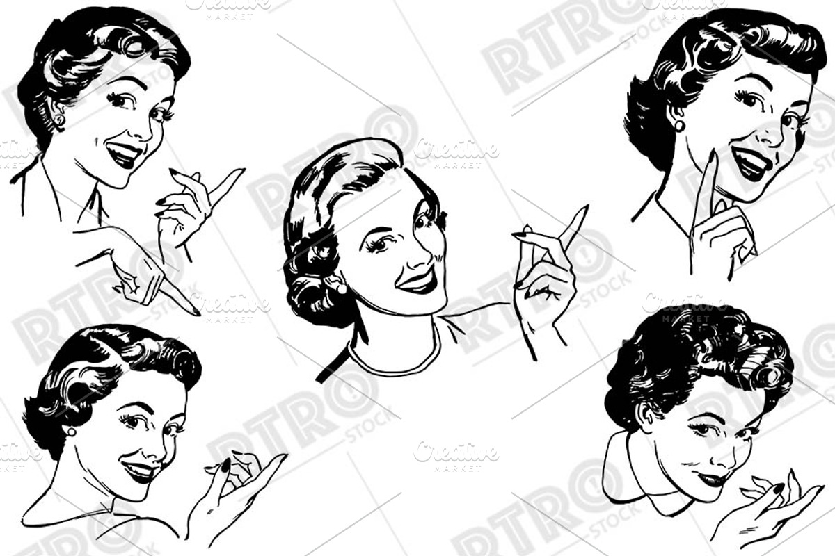 RTRO Women Pointing 2, an Illustration by RTRO Stock (Photo 3 of 5)