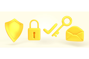 Cyber security icon set 3d render, a Templates & Theme by Marozhkastudio