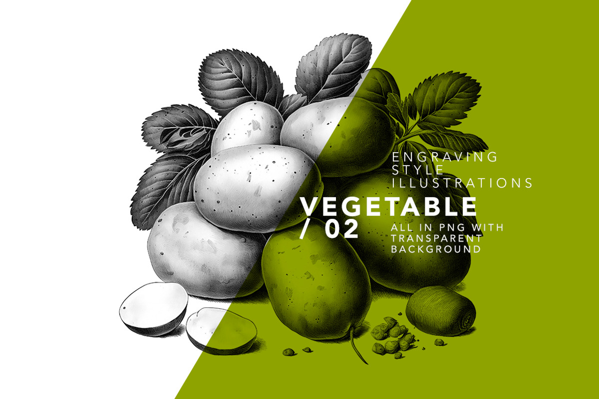 Vegetables in engraving style / 02, a Food Illustration by Graxaim Mock-up (Photo 2 of 4)