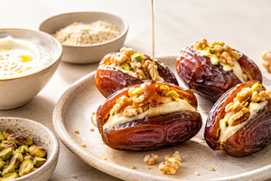 Stuffed dates with nuts and yogurt d, a Photo by Dvoevnore photos