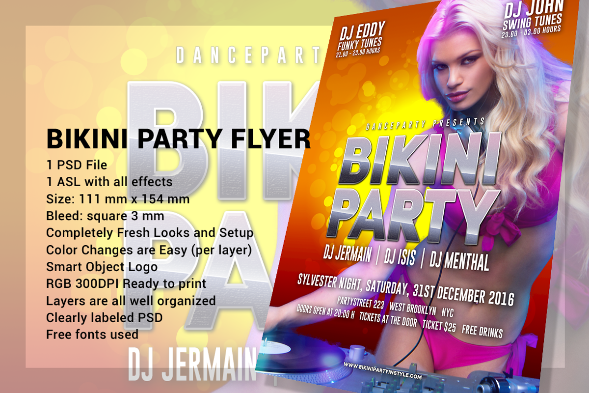 Bikini Party Flyer, a Flyer Template by Designer Essentials (Photo 1 of 2)