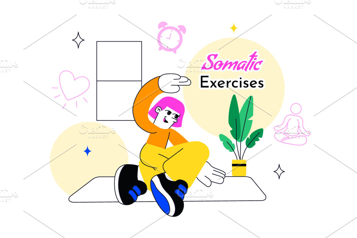 10 Somatic Exercises Illustration, a Person Illustration by denayunebgt (Photo 4 of 4)
