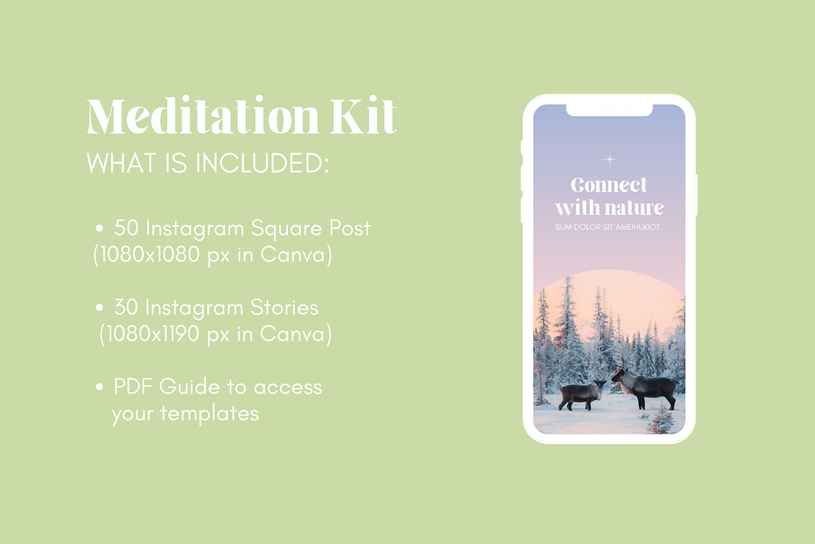Meditation Wellness Instagram Bundle, a Marketing Template by This shop is closed (Photo 4 of 11)