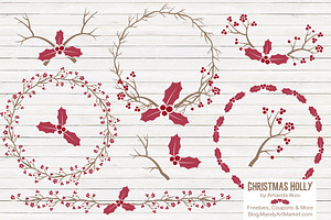 Red Holly Branches & Wreaths, an Illustration by Amanda Ilkov