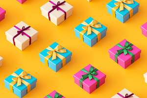 Gift boxes containing gift, box, and boxes