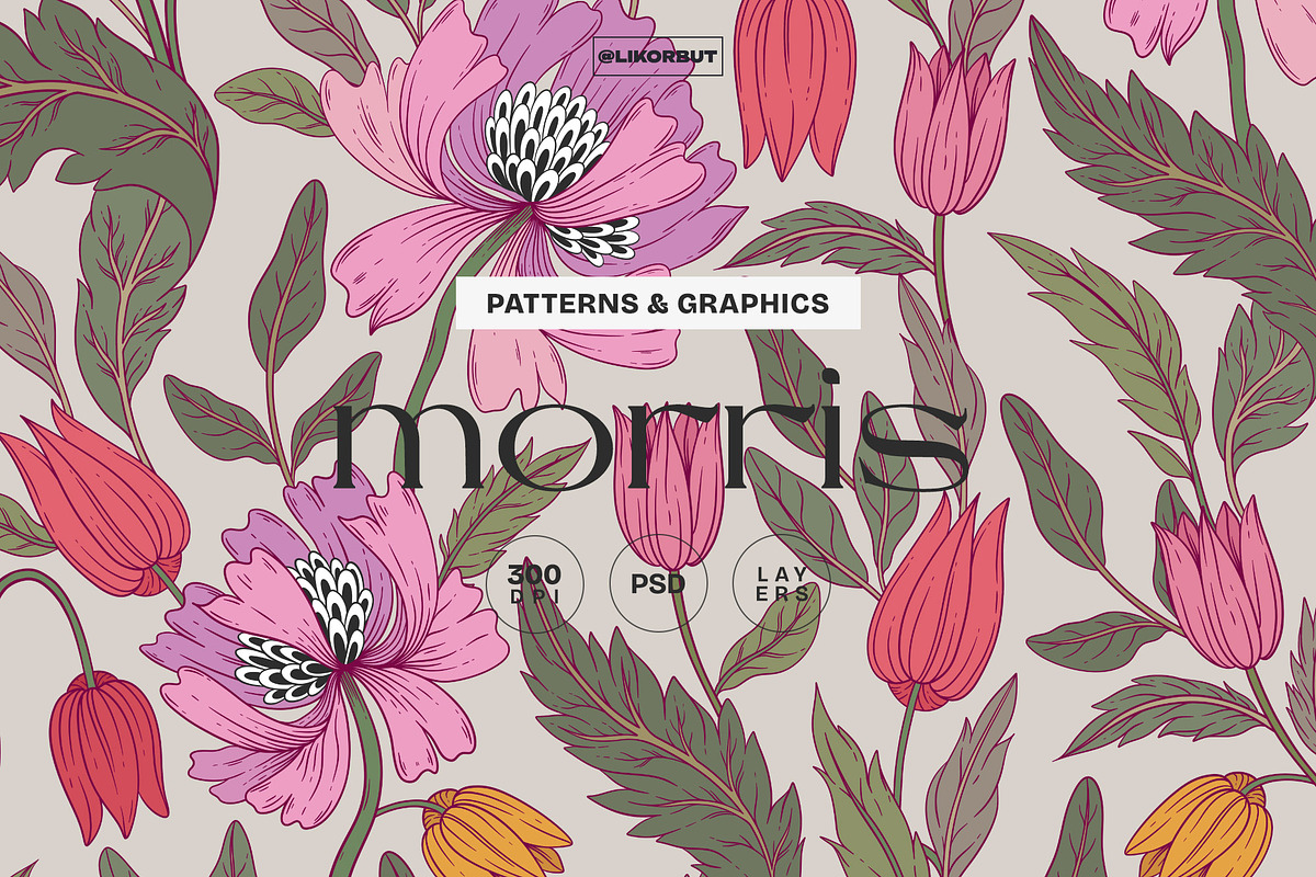 Morris Floral Pattern and Motifs, a Pattern Graphic by likorbut (Photo 1 of 11)
