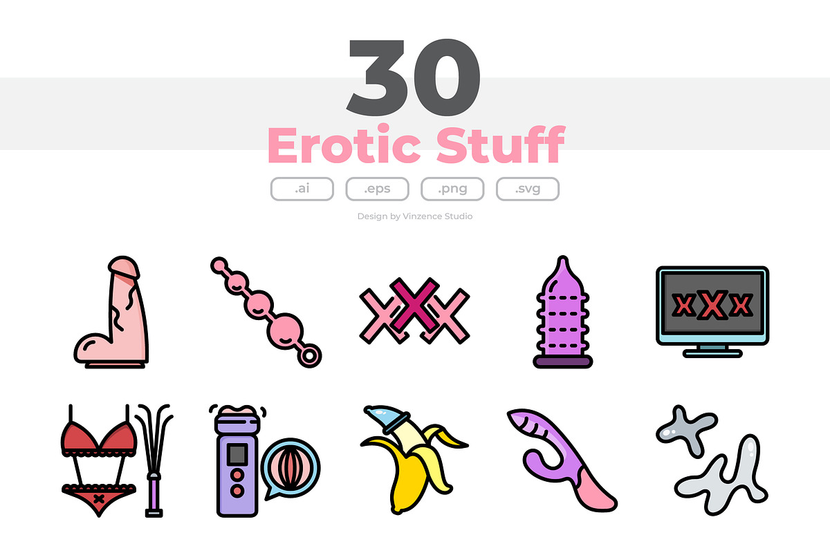 30 Erotic Stuff Icon Sets, an Icon by VINZENCE STUDIO (Photo 1 of 4)