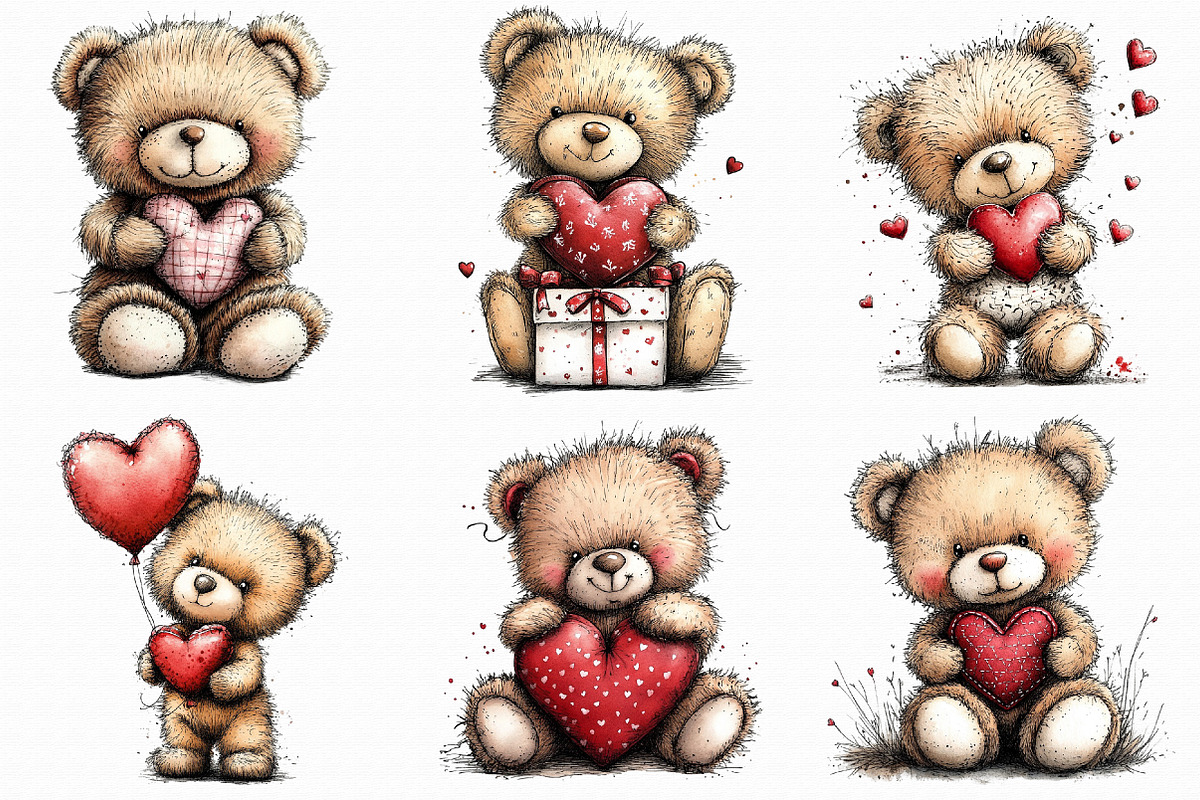 Whimsical Valentine Teddy Bear Clipa, an Illustration by Libby Wishes (Photo 4 of 9)
