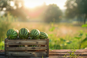 Watermelons in wooden crate, a Photo by AlyaAnd