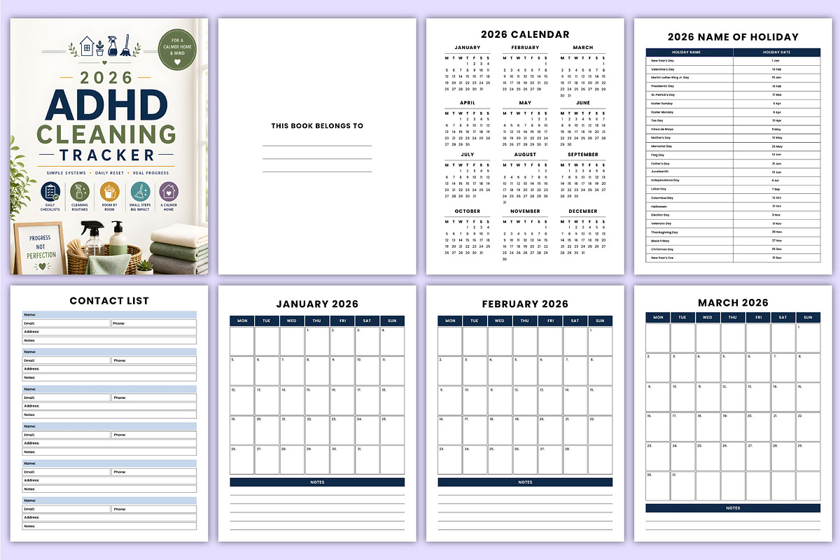 2026 ADHD Cleaning Tracker Canva, a Stationery Template by Mustafiz (Photo 3 of 5)