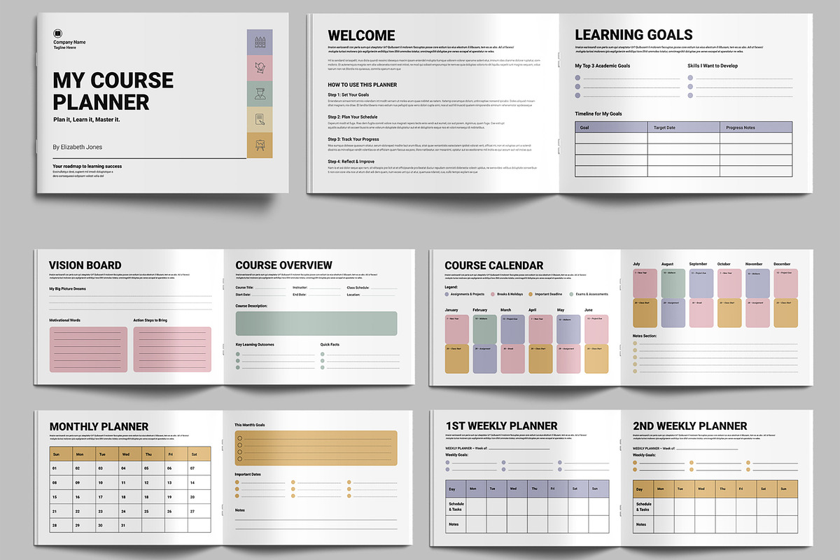 Academic Course Planner Calendar