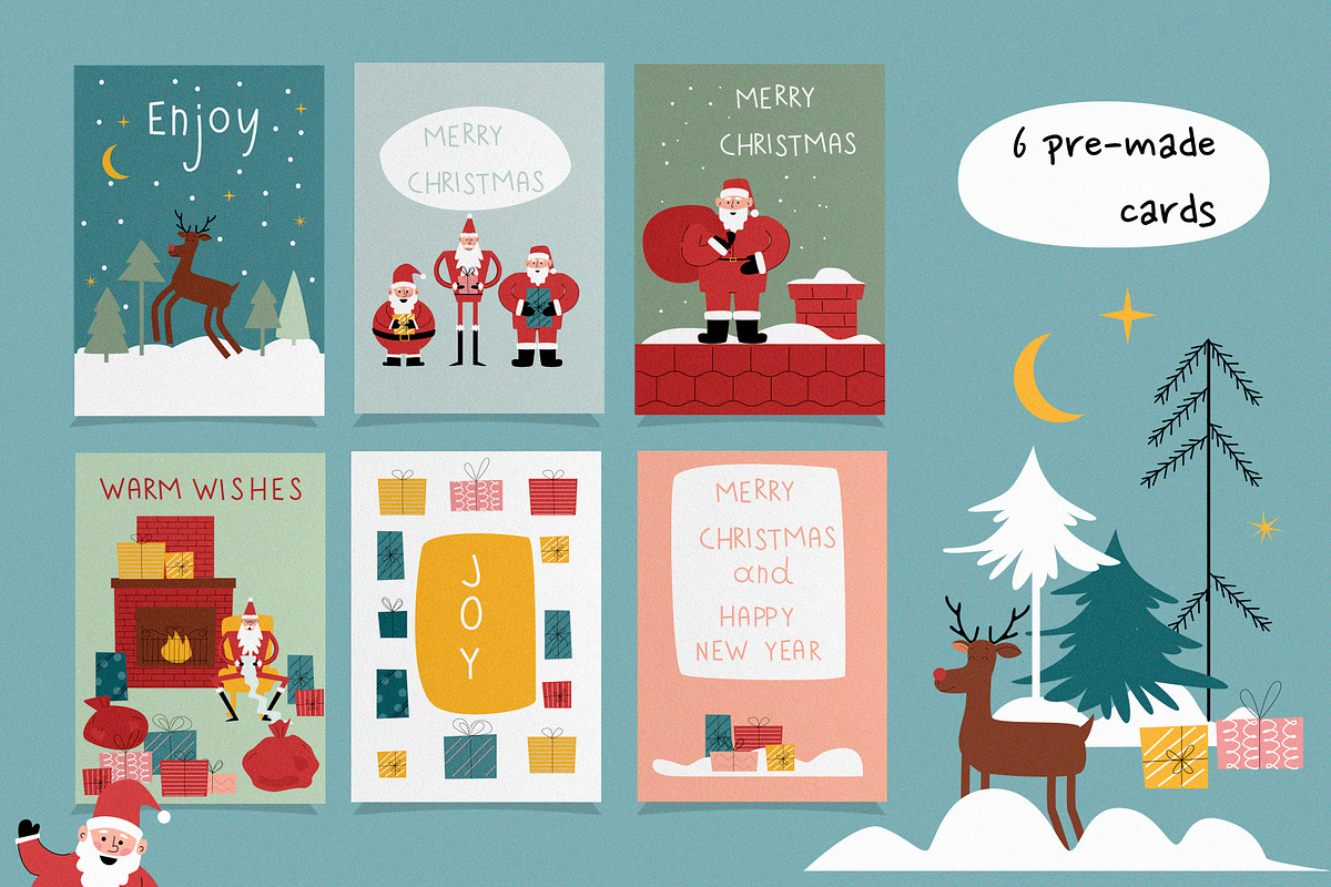 The Santa Trio clipart Collection, an Illustration by svetlatek (Photo 8 of 10)