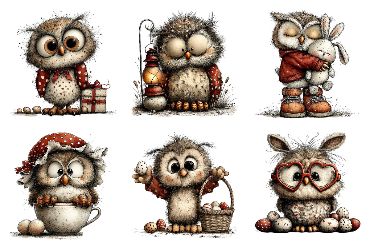Whimsical Easter Owl Clipart, an Illustration by Dream Creation (Photo 5 of 6)