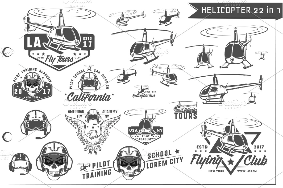 22 in 1 Helicopter emblems and logo, a Technology Illustration by Hadanello88 (Photo 1 of 4)
