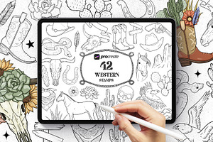42 Western Procreate Stamp Bundle