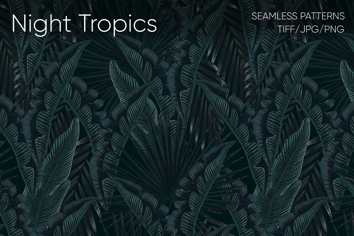 Night Tropics seamless patterns, a Pattern Graphic by ANAKOTO (Photo 6 of 20)