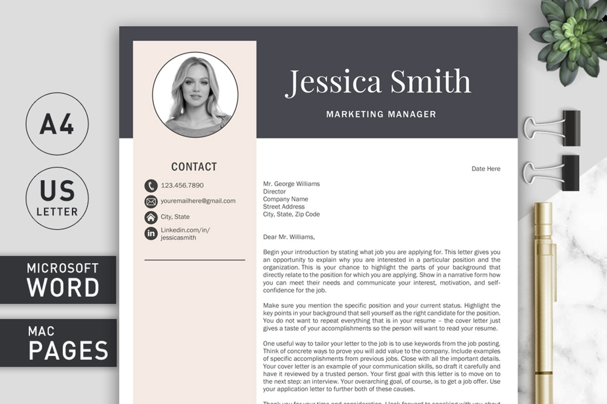 Resume Template with Photo / CV, a Resume Template by Klamp Studio (Photo 4 of 9)