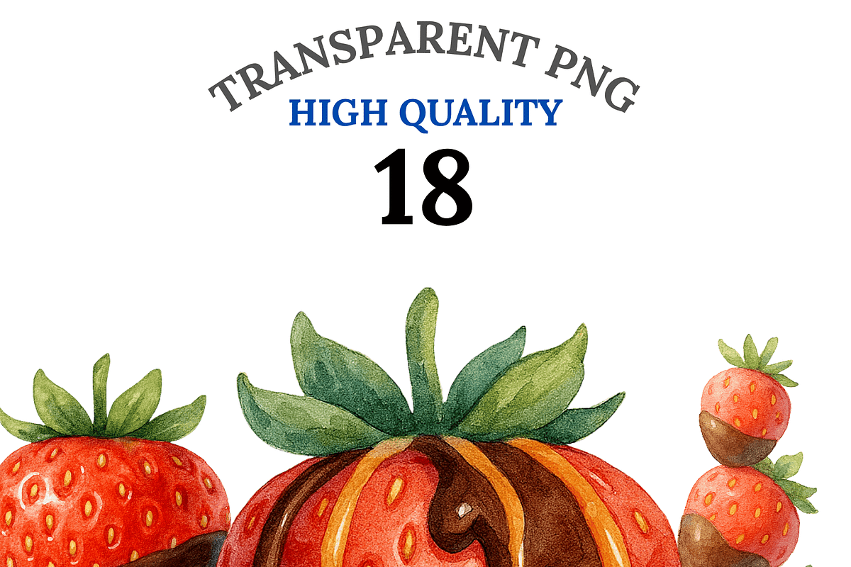 18 Strawberry Chocolate Clipart, a Decorative Illustration by Pati Charm Studio (Photo 1 of 7)