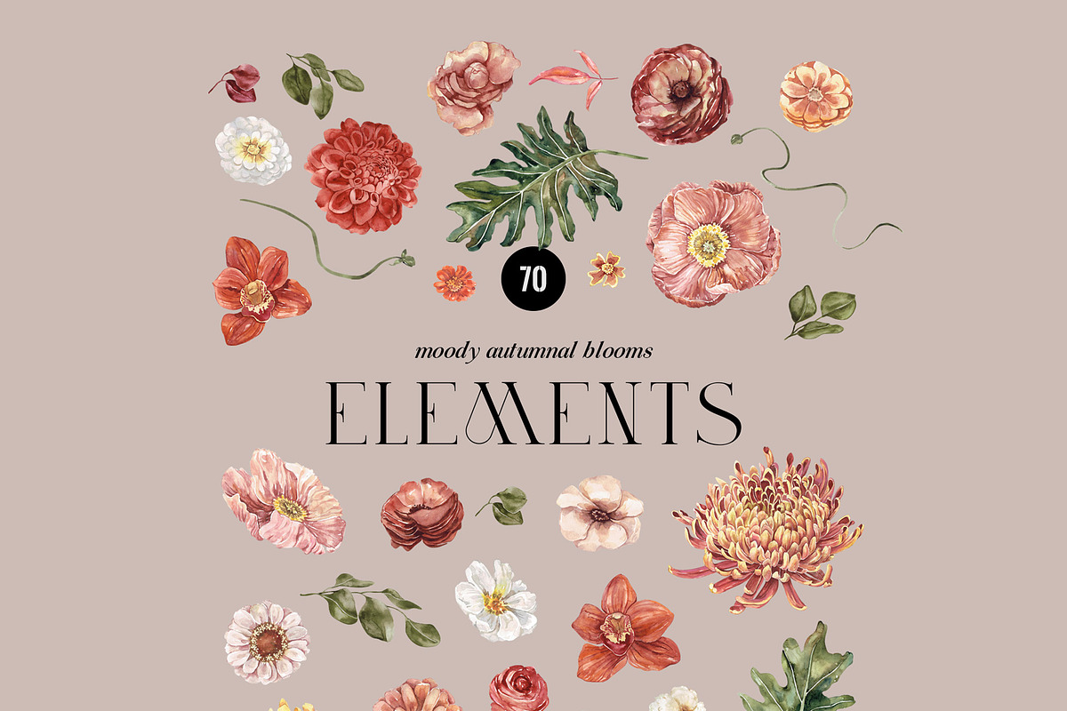Autumnal Blooms Moody watercolor, an Illustration by SunnyAfternoons (Photo 11 of 12)