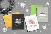 Christmas whale clipart and patterns, an Object Graphic by KupalinaArt (Thumbnail 4 of 6)