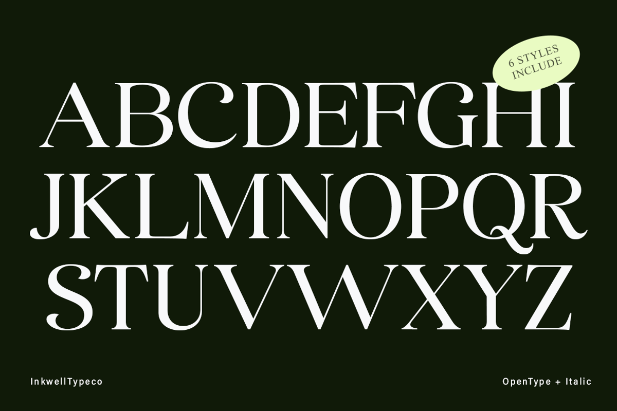 Avenza | 6 style Romantic serif, a Serif Font by InkwellTypeCo (Photo 14 of 22)