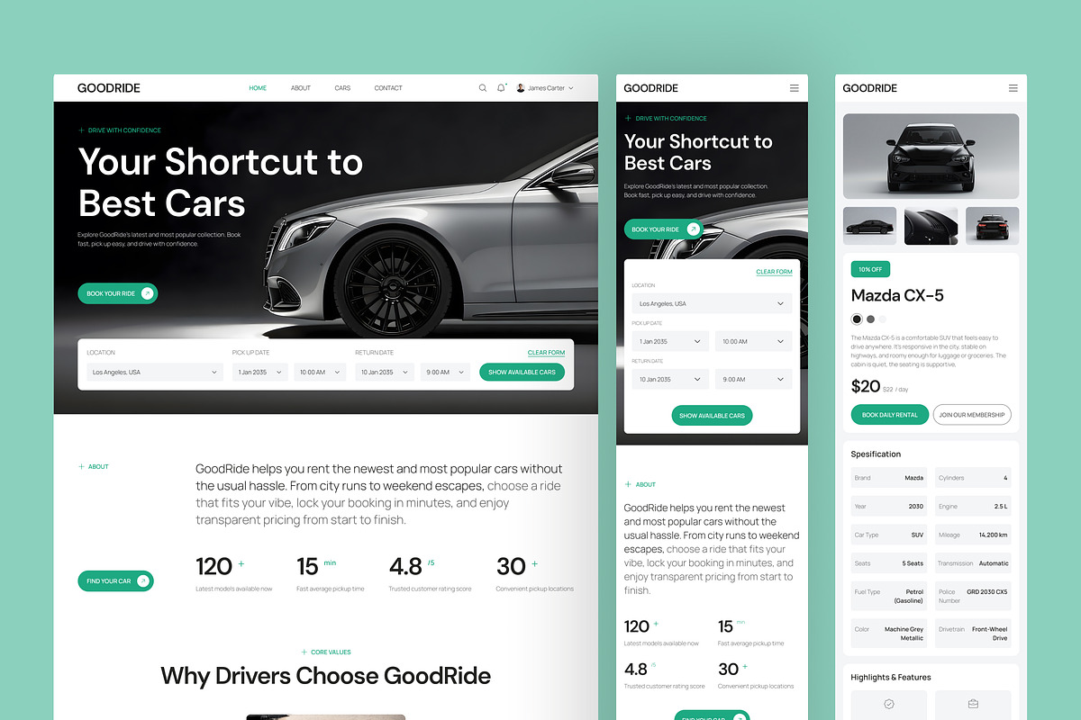 Car Rental Website UI Figma Template, an UI Kit Template by peterdraw (Photo 7 of 7)