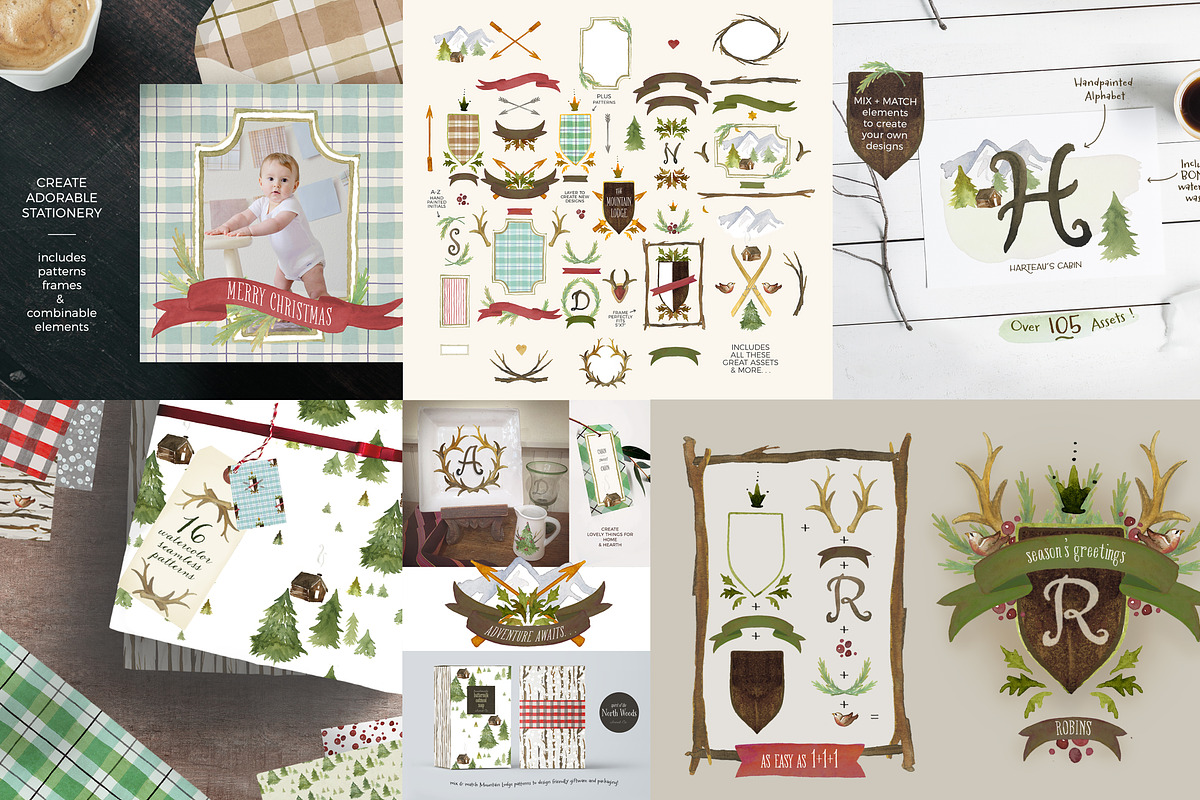 Woodland Mountain Lodge Bundle, an Illustration by KLUGE+CO (Photo 3 of 14)