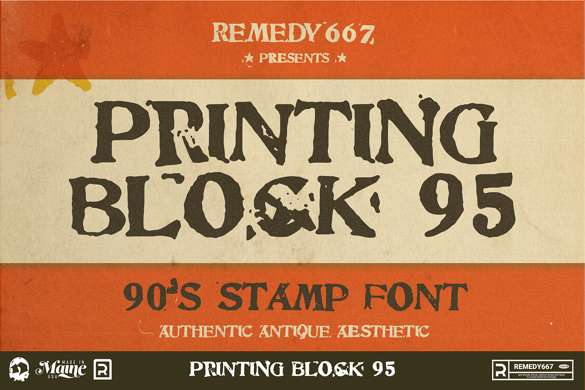 Printing Block 95 - 90's Stamp Font