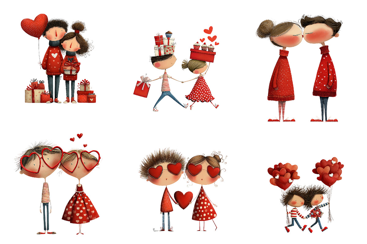 Quirky Valentine Clipart, an Illustration by CreationArt (Photo 2 of 7)